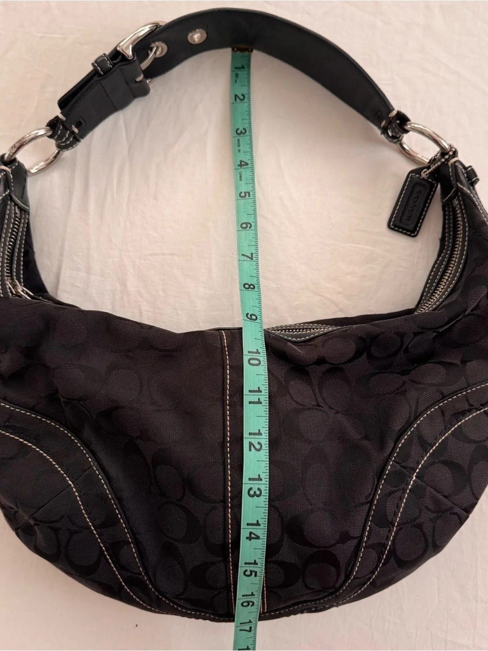 Black Coach Signature Hobo Shoulder Bag